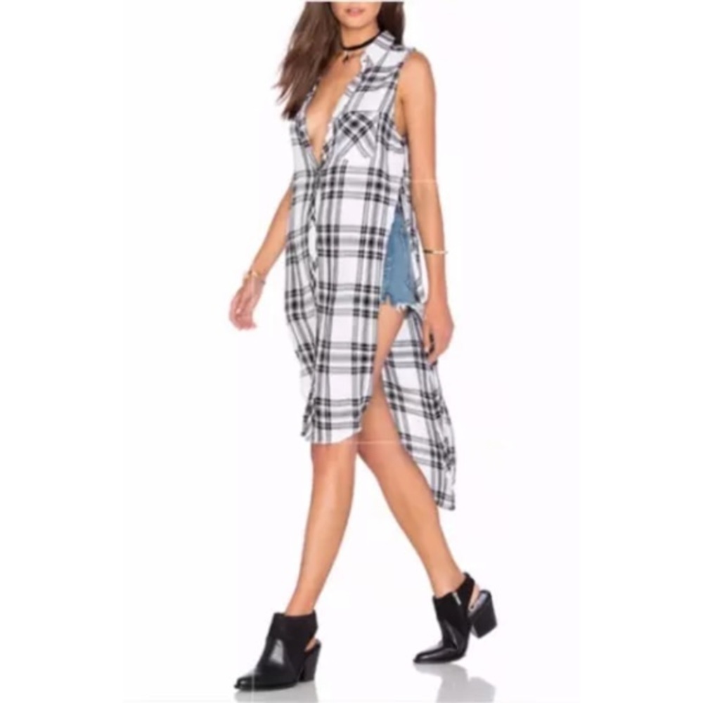 Rails Jordyn Slit Tunic Shirt Plaid Long Length